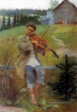  Belsky Peintre - garçon avec le violon Nikolay Bogdanov Belsky